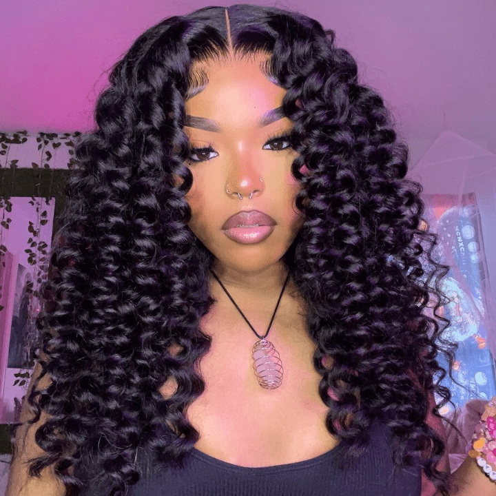 Curly Human Hair Wig 13x4 Transparent Lace Front Glueless Wig Pre Plucked Bouncy Wand Curl Wig for Women – Geeta Hair