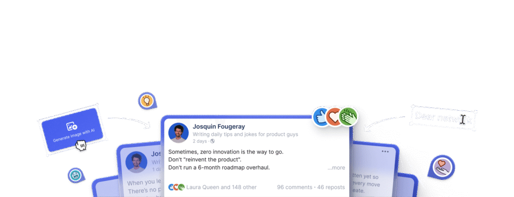 Visual representation of Taplio's AI writing assistant generating LinkedIn content
