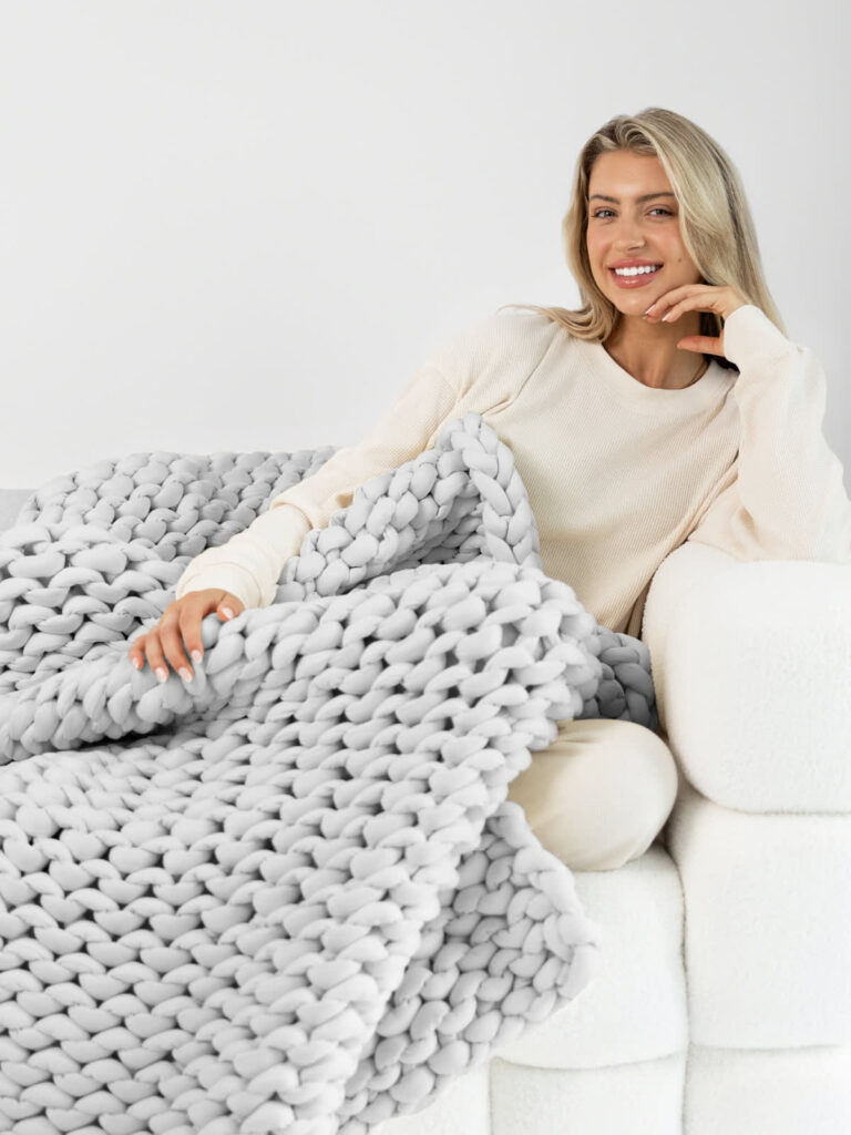 Comfrt Weighted Comfort Blanket, 20lb Breathable Chunky Knit for Anxiety, ADHD & Cooling Sleep — detail 3